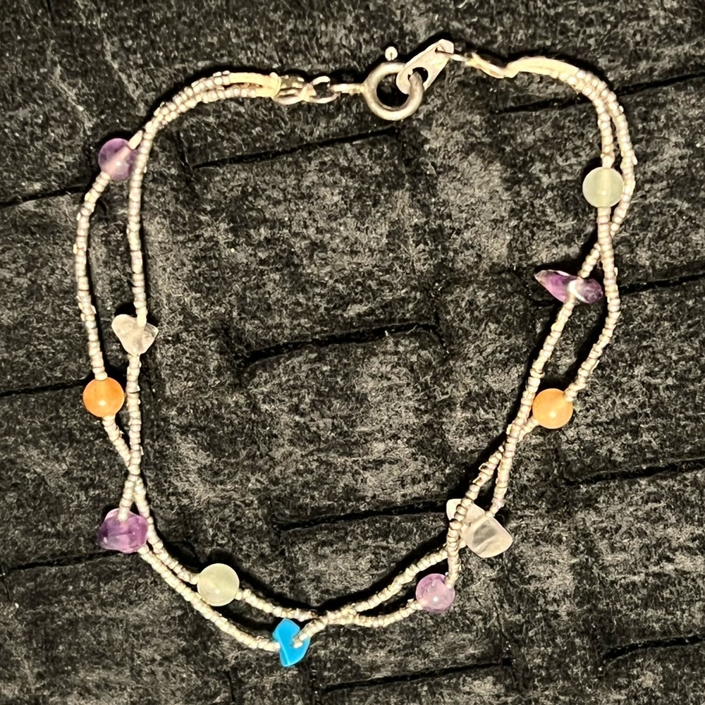 Handcrafted .925 Silver Multi-Gemstone Beaded Ank… - image 3